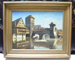 IVO AMBROS VERMEERSCH (1810 - 1852) View of old Nuremberg, oil on canvas, 54cm by 70cm, signed and d