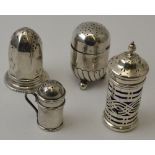 A collection of four various silver pepper pots, various assay offices and dates, combined silver we