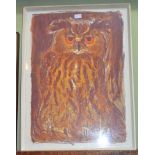 A 1960/70's lithographic print of a Great Eagle Owl no 19/25 signed David Koster
