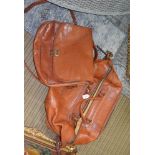 Two tan leather 'Texier' branded bags