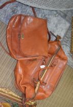 Two tan leather 'Texier' branded bags