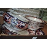 A box containing a selection of stone china Victoria Booths table wares