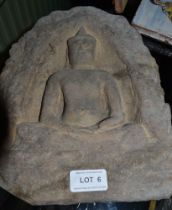 Angkor Wat carved sandstone Buddah seated in an alcove 28cm high