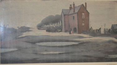 L S Lowry a signed limited edition print 'The lonely house' 26.5 x 50cm