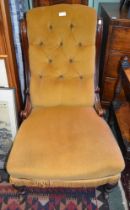 Victorian mahogany framed 'slipper' chair