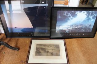 Three prints, includes a seaside promenade