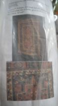 A Shiraz rug, fringed and bordered, 82cm x 110cm