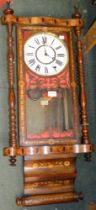 A late 19th century Tonbridge inlaid hanging wall clock