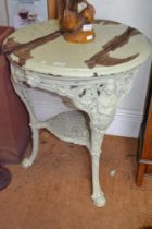 A Victorian cast iron Pub table, cast Britannia decoration, 60cm diameter