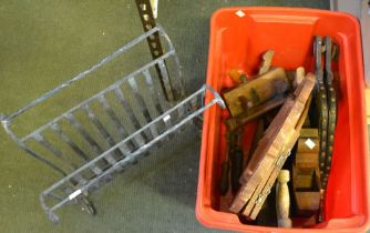 Selection of vintage tools various and a folding log cradle