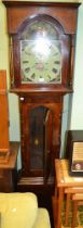 A mahogany & satinwood long case clock, 8-day movement