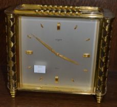 A Luxor 8 by Asprey of London, Swiss made brass mantel clock