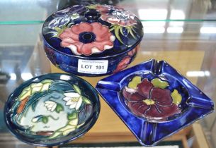 Three small Moorcroft pottery pieces