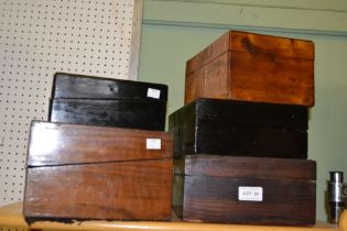 Five wooden boxes for restoration