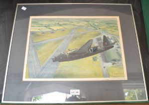 Kenneth Aitkin, "Wimpy" over RAF Wellesbourne '42, watercolour painting, framed, 29cm x 42cm