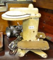 "Carlton" a set of personal weighing scales by Geo Salter and co. together with a meat grinder, hand