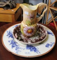 Three oriental platters and a porcelain jug