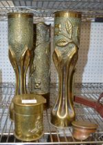 Selection brasswares including trench art