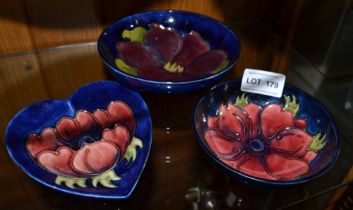 Lidded Moorcroft bowl and two other Moorcroft pieces ( 3 )