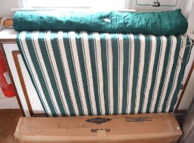 An authentic American Brunswick hammock, quilted green & white stripe (ex Felix Dennis)