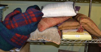 Useful and decorative cushions a throw/blanket and a BNIB king size bed valence