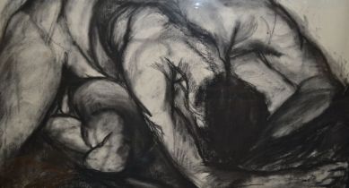 Charcoal mail torso life study 58 x 82 cm signature obscured