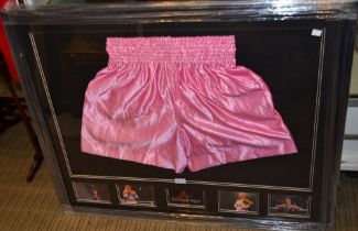 Ebanie Bridges - Australian Bantamweight Champion - a pair of pink boxing shorts