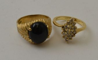 Two stone set rings, one 14k the other 10k, combined gross weight 7.8g