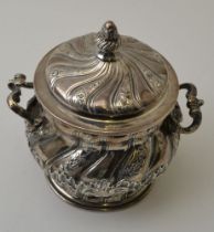 Foreign silver lidded pot 328gms re-assayed with UK hallmarks