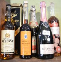 Remy Martin VSOP Cognac, 70 deg proof, 24 fl oz, 1 bottle Bollinger Rose Champagne, 1 bottle Whisky