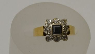 An 18ct gold sapphire & diamond ring, gross weight 4.1g, ring size I