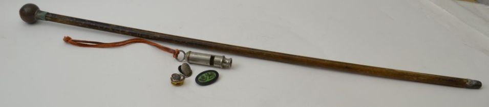 A Herefordshire Regimental swagger stick, with embossed terminal, together with a Hudson of Birmingh
