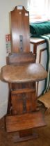 A mahogany artist's sketching stool/easel, bears label "O. Roberson and Co. 99 Long Acre, London" ci