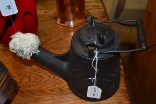 A late Victorian Wells 'Unbreakable' cast iron Industrial no.18 Kettle Torch Lamp with wick, c1895