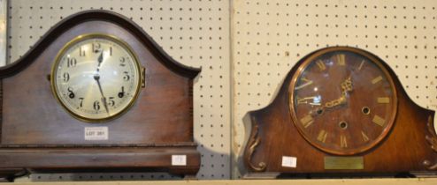 Two wooden cased mantel clocks