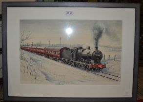 Kenneth Aitkin, original watercolour painting of S.L.S. Special 44188 Travelling along snowy track,