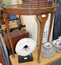 Repro walnut demi lune table