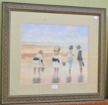 James Tytler aa original pastel drawing of children on a beach38 x 45cm signed