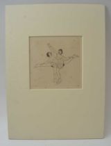 Eric Gill "Skaters" engraving, 11cm square, mounted