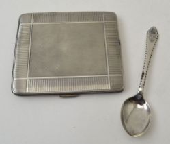 Hamilton & Co. (of Calcutta) an engine turned silver cigarette case, monogrammed internally "ASB", C