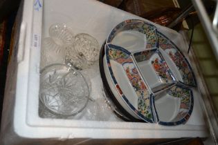 Japanese lazy-Susan and a bowl together with domestic glassware