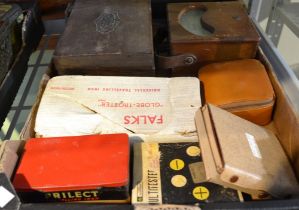 Vintage domestic collectables to include volt meters and travel irons