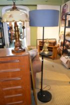 Novelty golden parrot floor lamp and shade together with a triple bulb table lamp