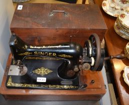 Wooden cased sewing machine