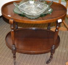 Oval oak two tier trolley