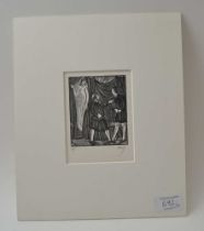 Eric Gill "Scene from Hamlet" wood engraving, signed no. 8 of 15, 9cm x 7.5cm, mounted