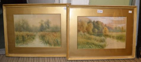 Alfred Ashdown Box a pair of watercolour riverscapes - gilt framed