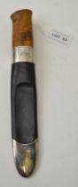 A David Andersen of Norway hand knife & sheaf, the sheaf has silver banding & is inscribed H.T. 8-3-