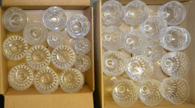 Two boxes of cut glass drinking vessels