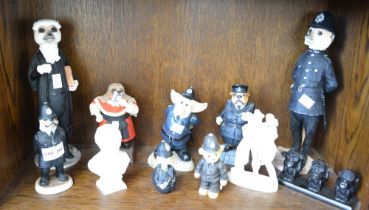 A selection of comical animal law related figurines